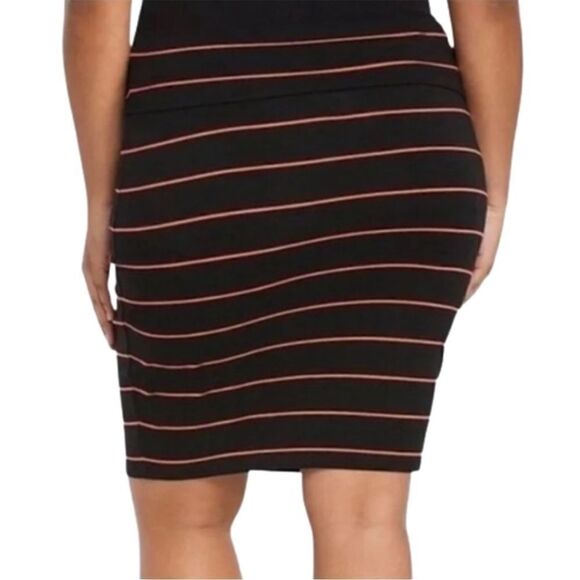 Torrid Black Orange Coral Striped Skirt Casual Event Contemporary Office Work - Picture 3 of 9